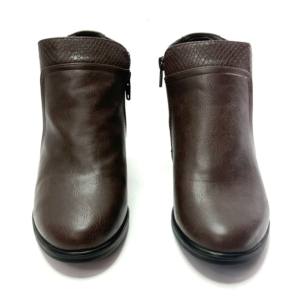 Easy Street Women's Langley Zipper Ankle Boots Brown Snake Size 7WW NWT/BOX
